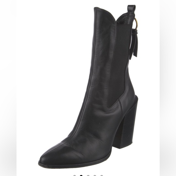 FRAME Le Manhattan Pointed Toe Chelsea Boot bootie black leather 10 - Picture 4 of 7